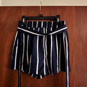 Navy and White Striped Women's Shorts